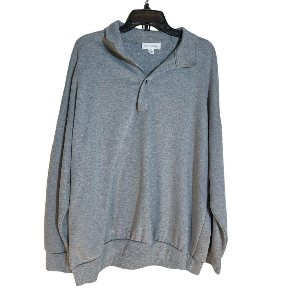 Treasure & Bond top button gray collared sweatshirt
